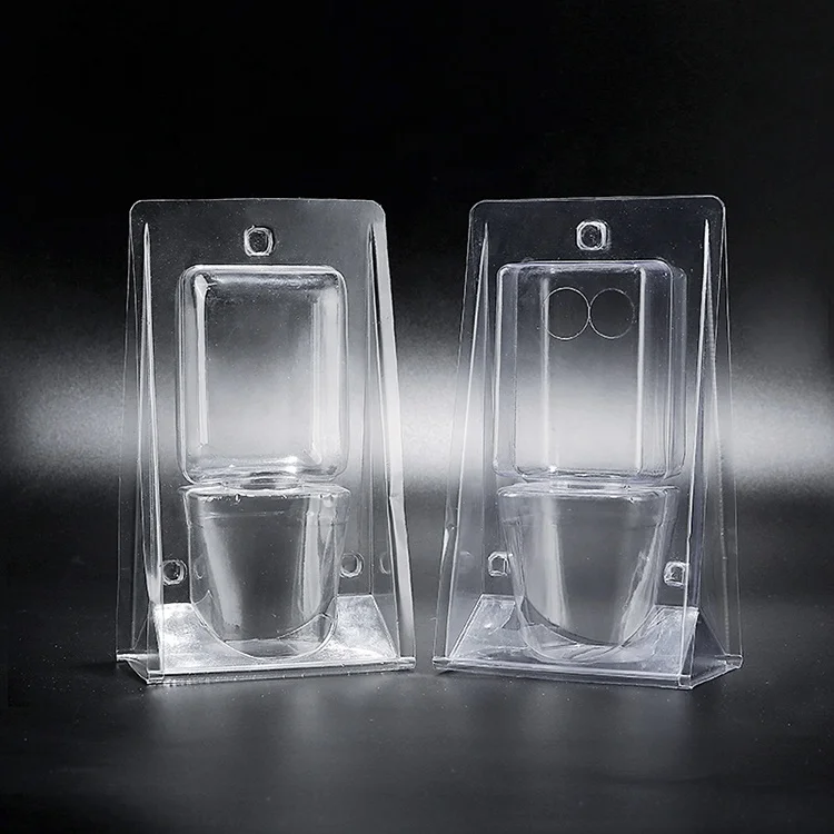 Custom Clear Plastic PET PVC Tri-fold Blister Packaging for Live Plants Flower Seedlings Flower Pots Transportation Box