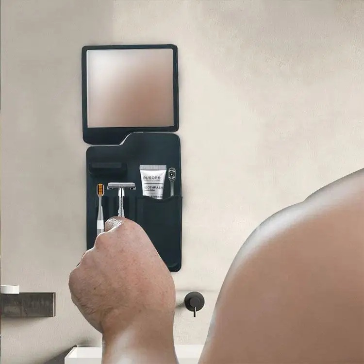 OEM/ODM Custom Bathroom Organizer Waterproof Shower Anti-fog Mirror Silicone Toothbrush Toothpaste Shaver Razor Holder