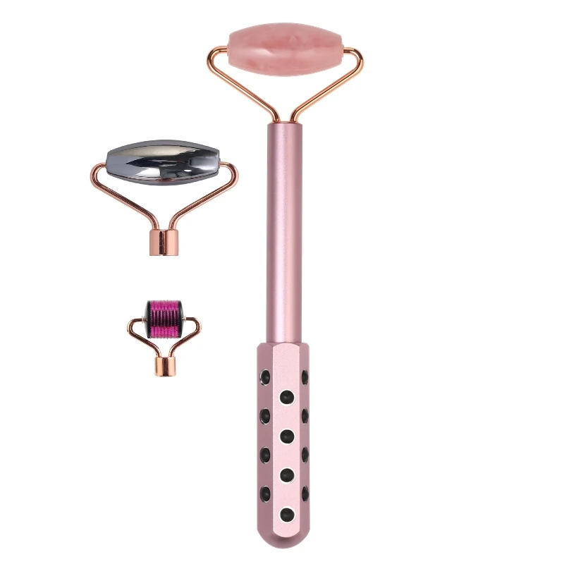  Double Head Design OEM Portable Germanium Stone Jade Roller Skin Care Facial Massager Beauty