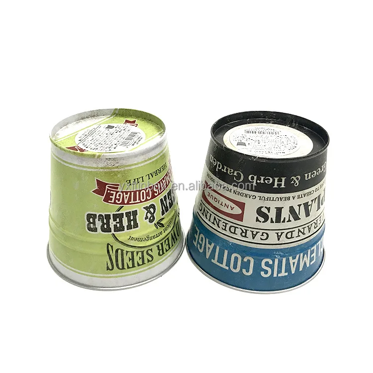 Wholesale Custom bucket Beach toy  Conical  Theater rice bubble popcorn Small ice bucket   tin box