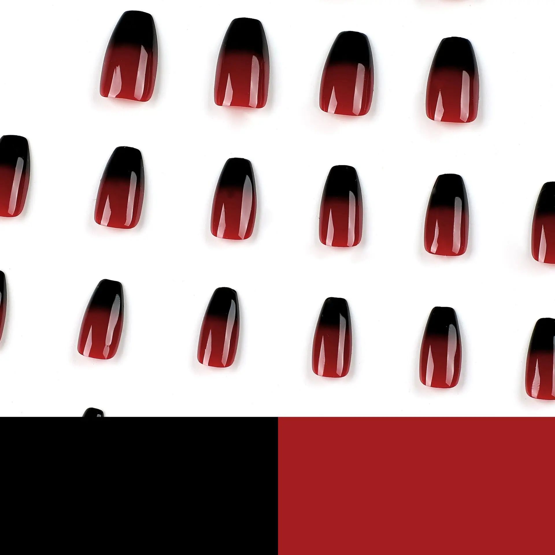 High Quality Custom Design Artificial Fingernails Red-Black French Nail Stickers  Press On Nails