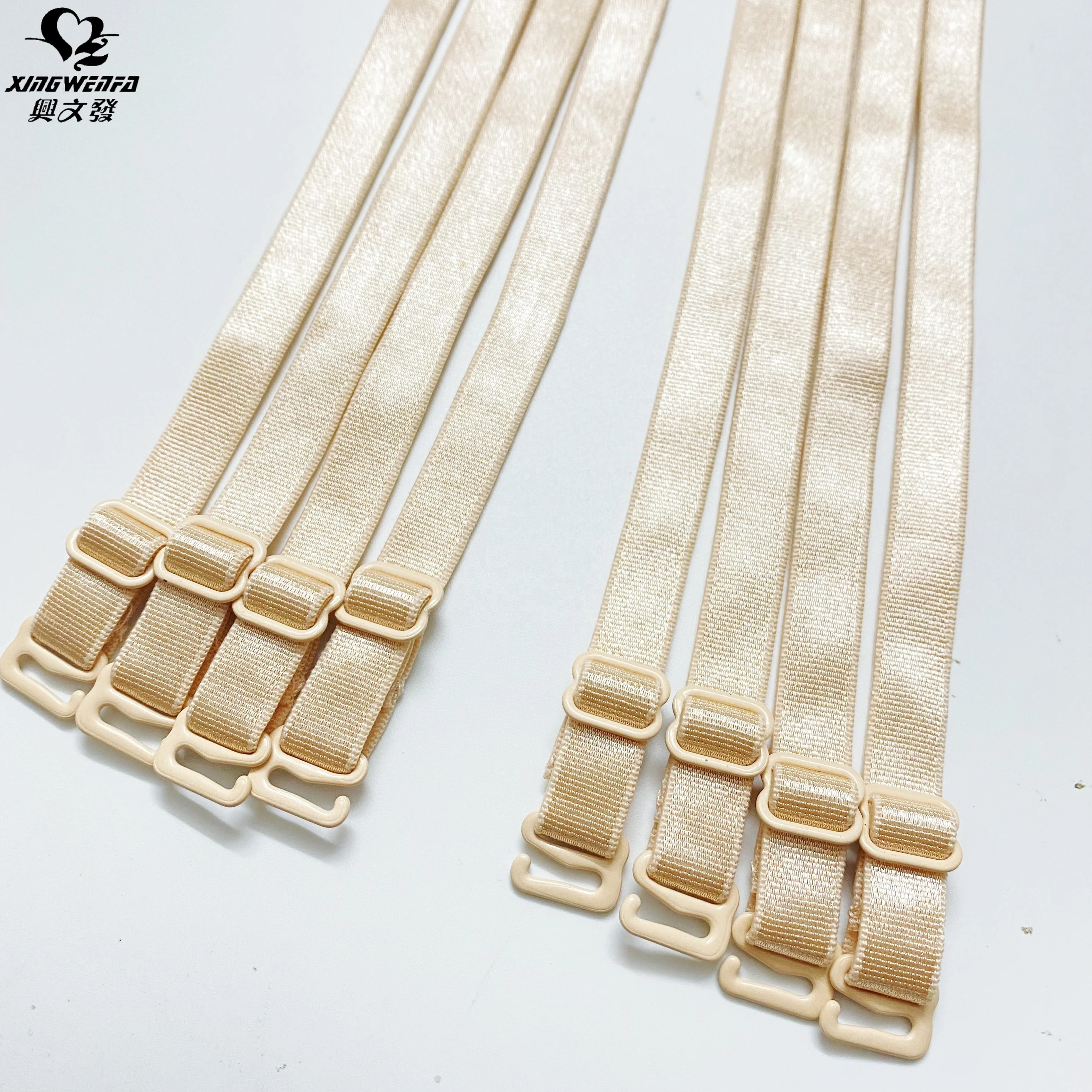 Underwear accessories 10mm high quality flat velvet back beige color skin color  nylon elastic bra strap