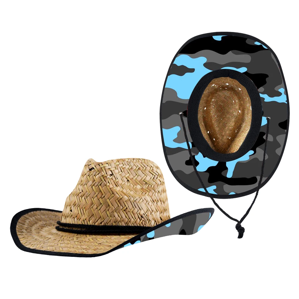 JAKIJAYI 2022 New Style Custom Logo Underneath Printing Wholesale Straw Cowboy Hats Woman for Adult and Kid Lifeguard Straw hats