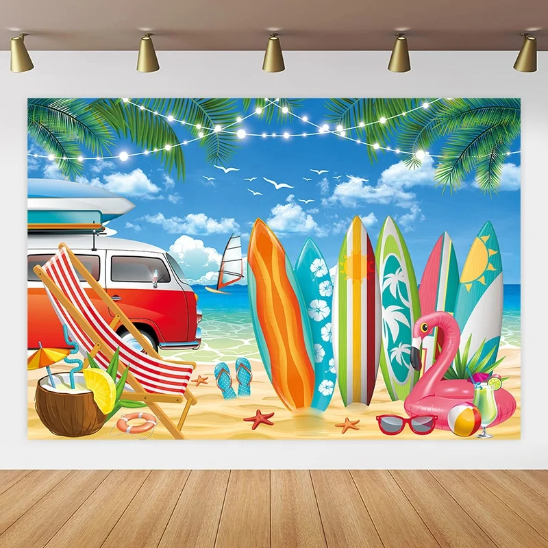 Hawaiian Luau Party Decoration Background Summer Flamingo Aloha Party Backdrop for Birthday Party