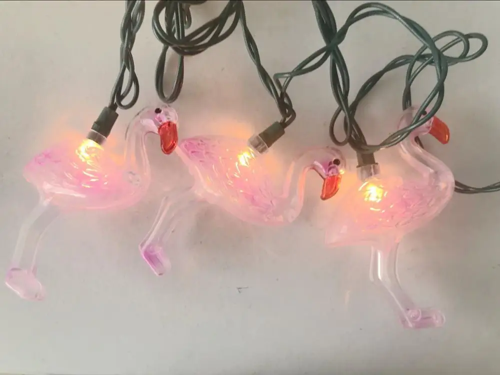 UL 2020 Tropical Themed String Light Outdoor Lighted Flamingo Set 10Count Adorable Pink Flamingo Night Lights For Girls Bedroom