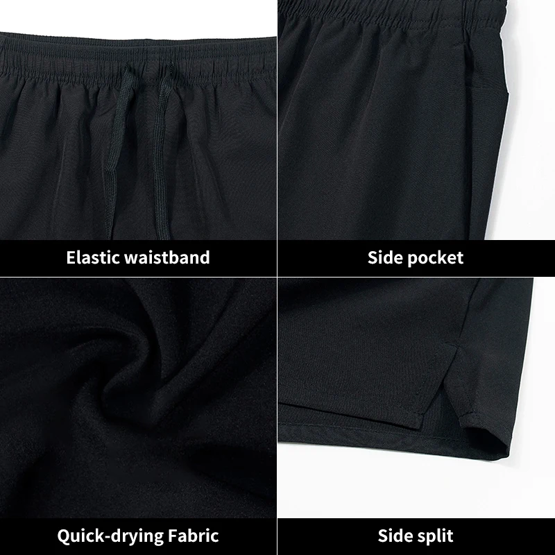 Sports Custom Logo Breathable Fitness Athletic Side Slit Quick Dry Shorts Gym Running Drawstring With Pockets Shorts For Men