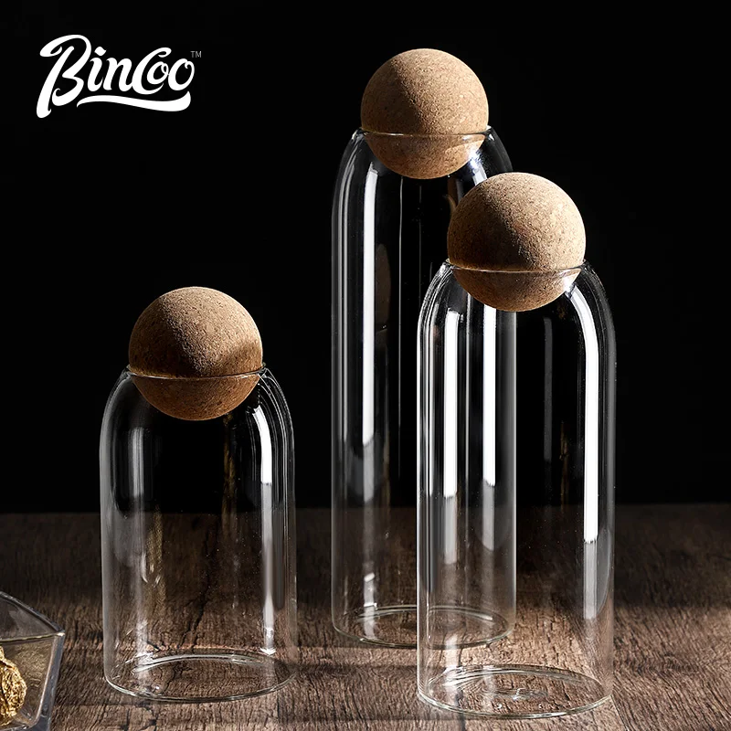 Bincoo 3 Pack Glass Jar with Airtight Cork Lid Ball, Clear Candy Jar Mason Jars Food Storage Canister Gift Set Kitchen Gift Box