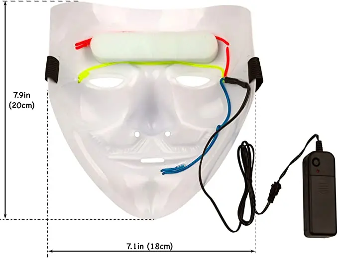 best seller Led Scary Neon El Wire Face Mask Glowing Purge Light Up  party Mask for Halloween