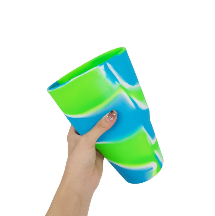 Silicone Pint Glasses Unbreakable Reusable Durable and Shatterproof Silicone Cups for Parties Sports and Outdoor Mountain Marble