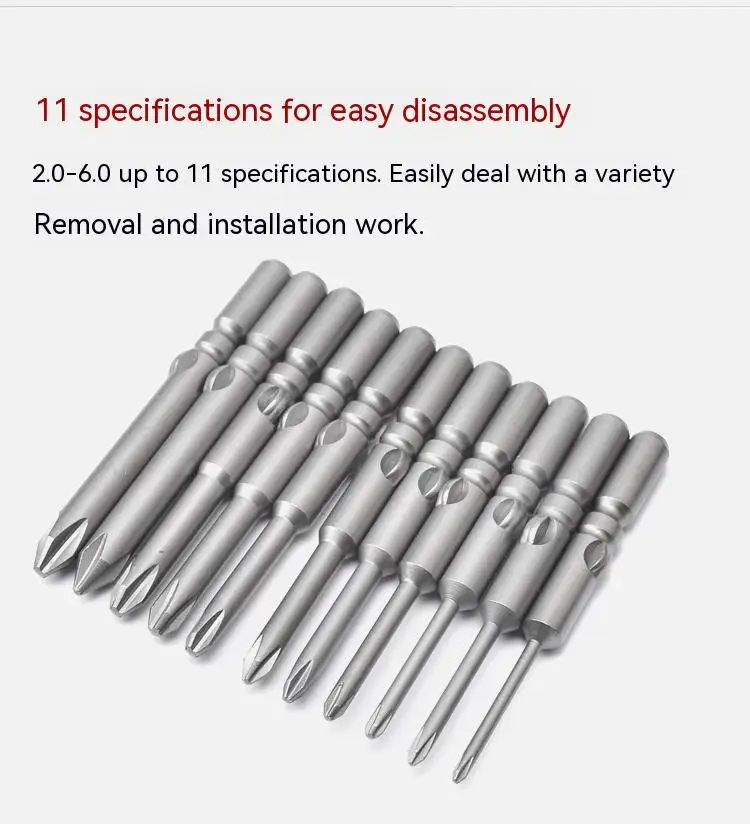 LEANUO 6MM round handle drive Phillips electric screwdriver head S2 Steel strong magnetic driver bit