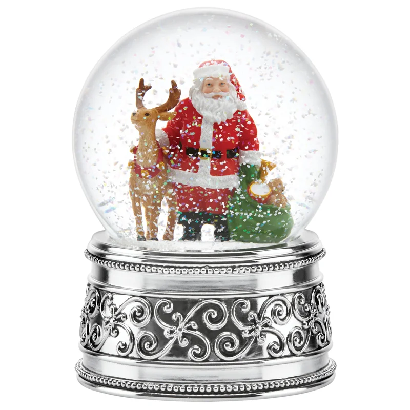 Handmade Wholesale Electroplate Snow Globe Glass Resin Made Christmas Snowball