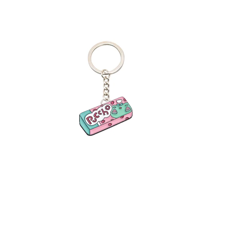 Wholesale Customised Cartoon  Brooch Fun Frog Enamel Keychain Llavero Custom Logo Cartoon Cute WAtermelon Keychains Keyring