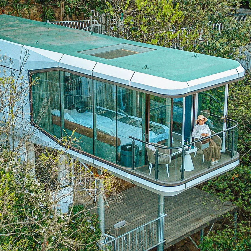 Extendable Prefab House Space Capsule Bed Cabin Hotel Container Home Sleep Pod Outdoor Mobile Tiny house luxury Capsule House