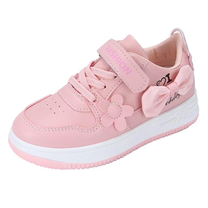 OEM Factory Children Footwear Kids girl Leisure Outdoor Pink Casual Sneakers Shoes Baby Girl Skateboard Shoes With Bowknot