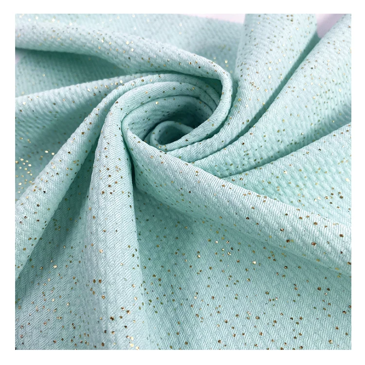Shimmer Shinny Gold Foil No MOQ Jacquard Knitted Shimmer Bullet Liverpool Fabric by Yard