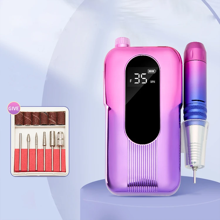 Gradient Color 35000RPM Professional Rechargeable Portable Wireless Electric Nail Drill Machine set