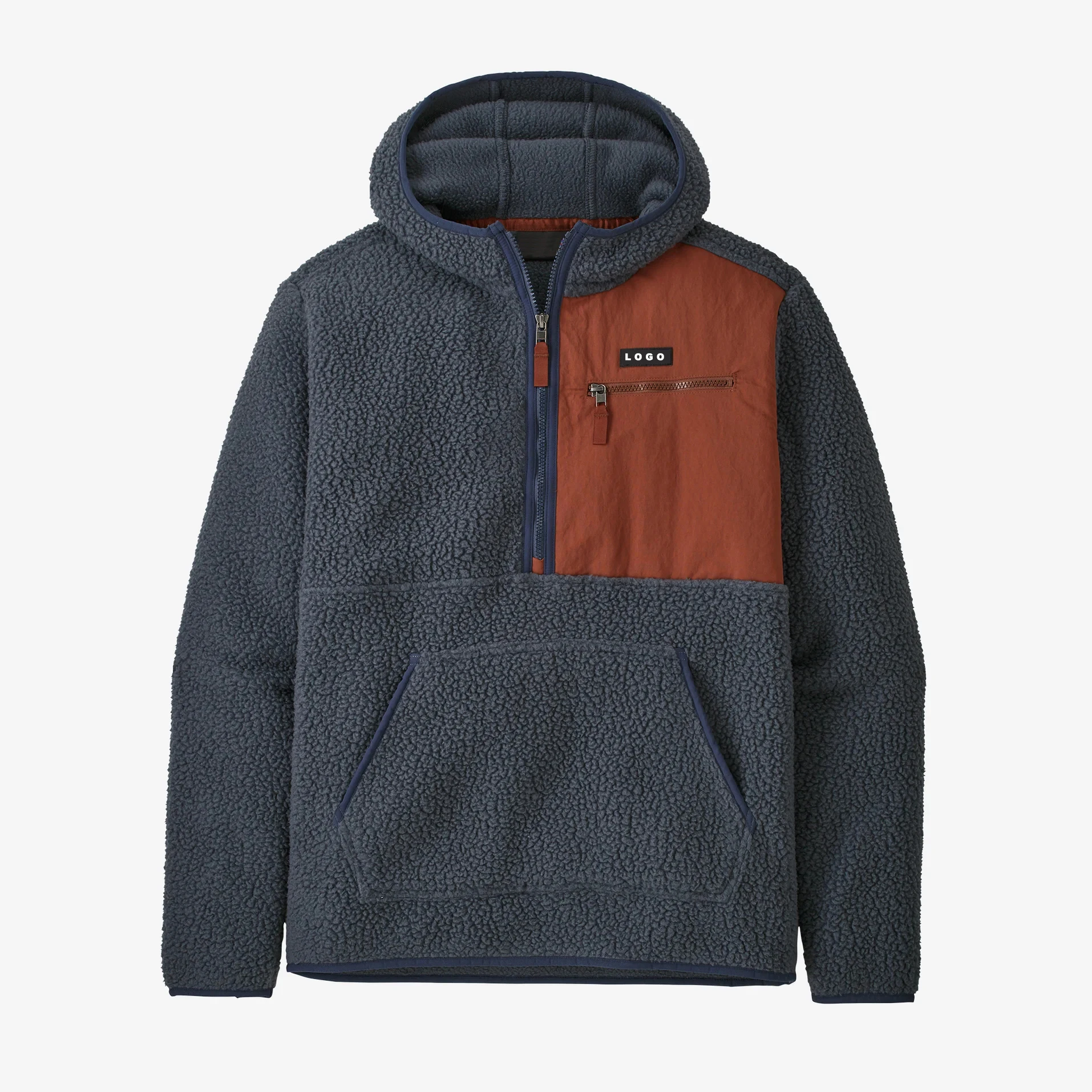 Winter Jacket Men Fleece Coats Solid Color Pockets Fleece Warm Hoodies Zip Up Jacket Factory Customized Sherpa Fleece Jacket