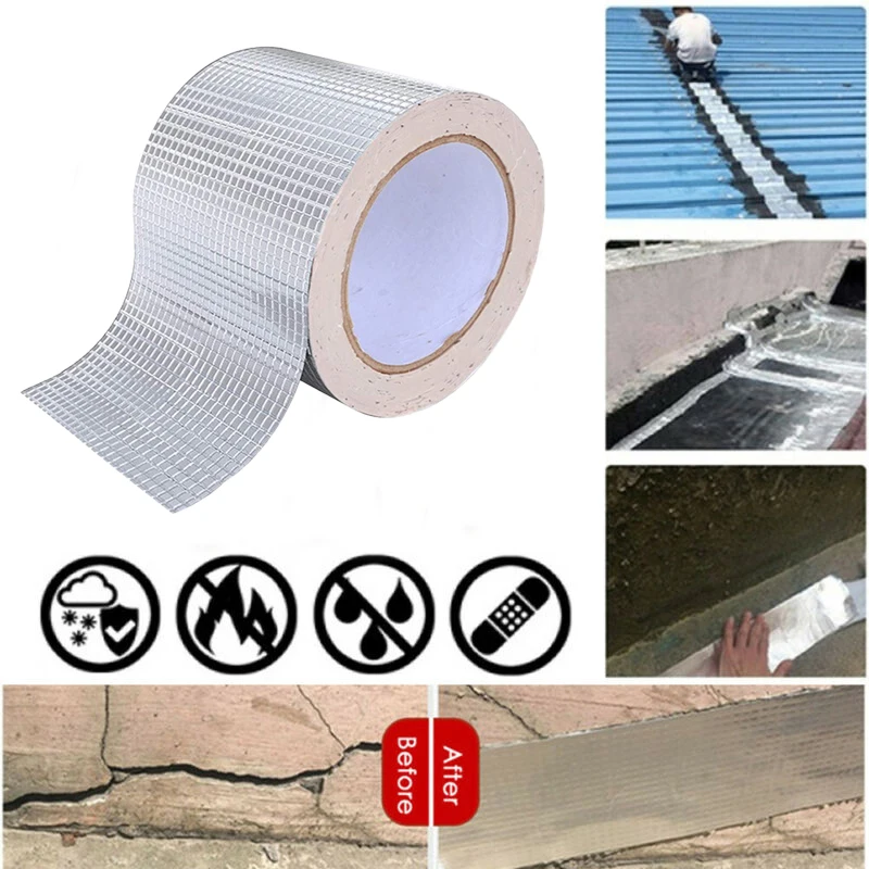 Waterproof Aluminum Foil Rubber Tape Stop Leaks Strong Adhesion Single Side Butyl Tape