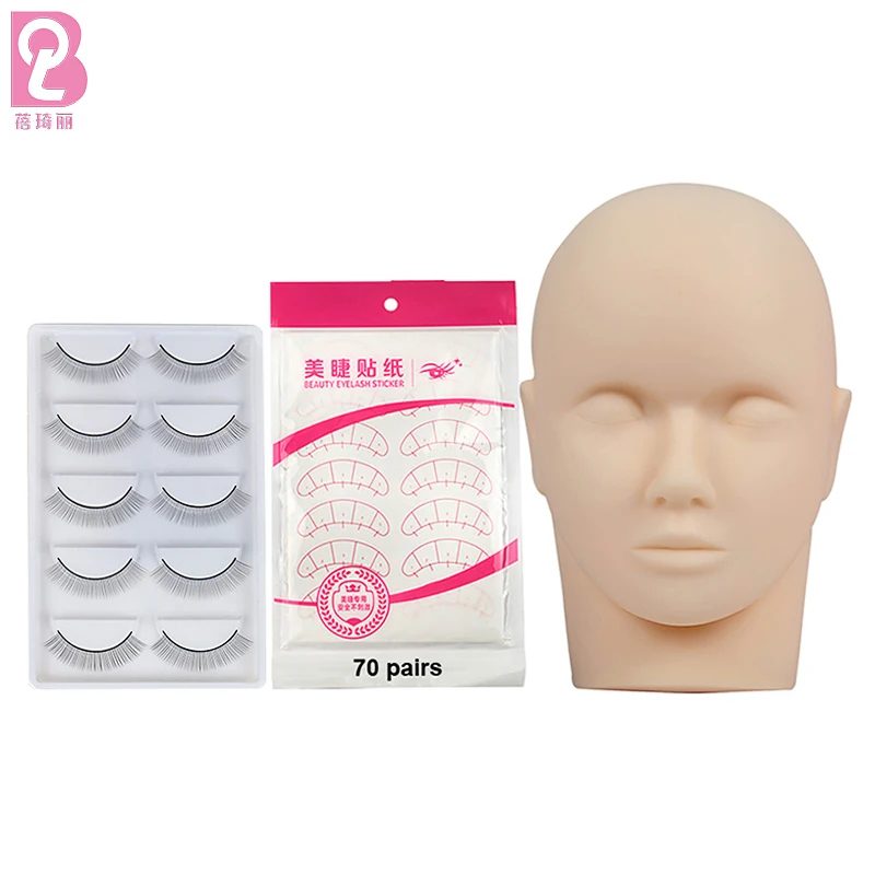 Beiqili Fake Lash Grafting Practice Face Eyelashes Extension Training Head Mold Tools Mannequin Replaceable Eyelids Pestaas