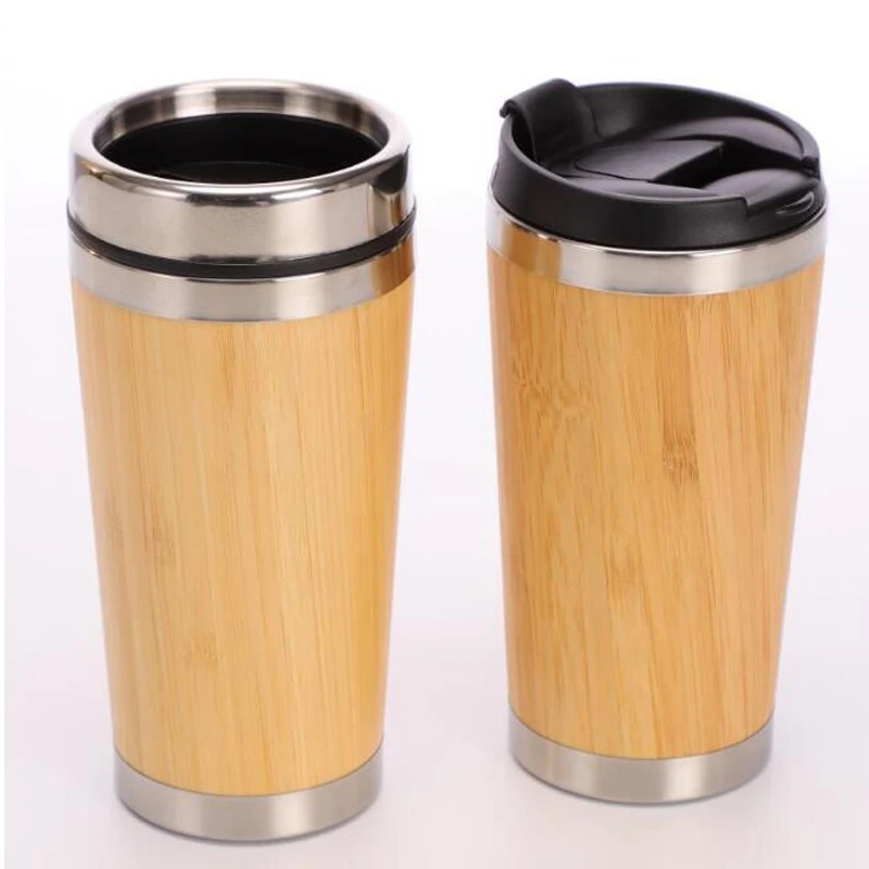 Bamboo fiber reusable coffee cup for stainless steel coffee water bottle