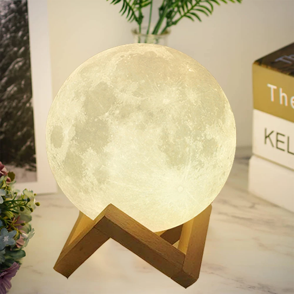 2023 hot sale 3d printing 3 or 16 color remote and touch control moon light moon lamp with  support OEM&ODM