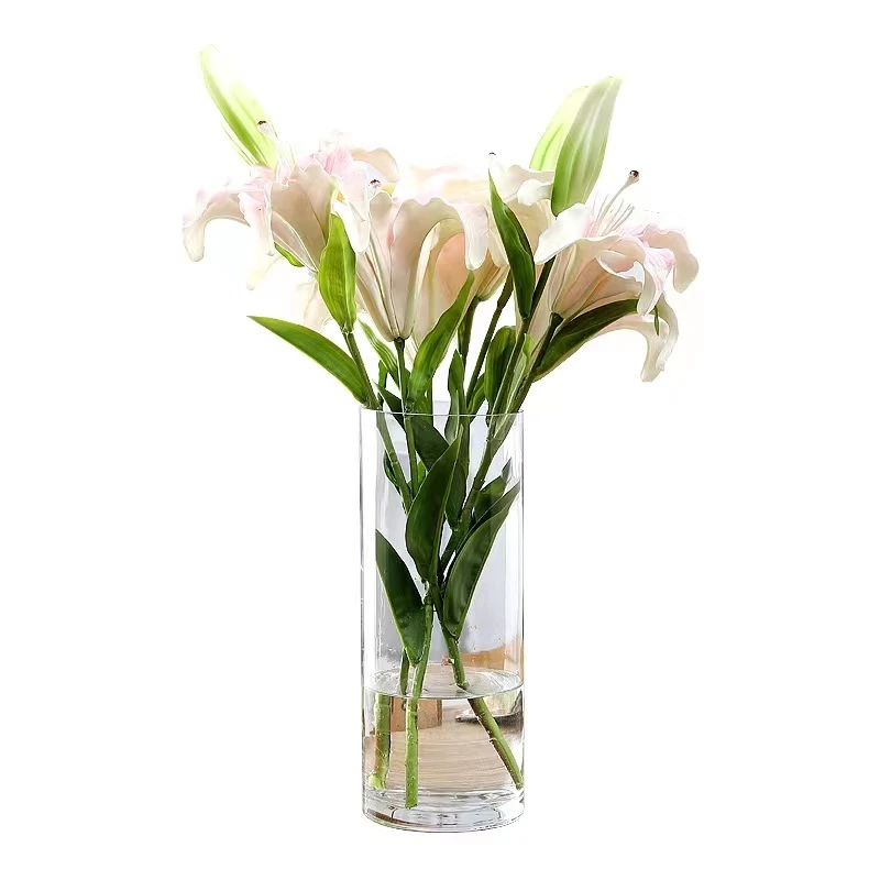 Glass vase bulk cylinder Flower home Decor glass flower pot decoration long Clear wholesale Wedding Plant glass Vase for flowers