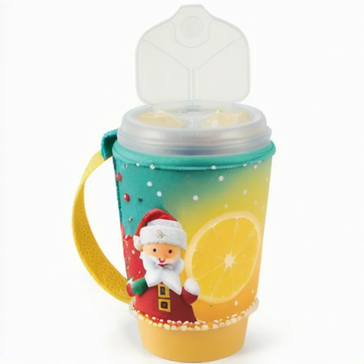 Coffee Cup Reusable Sleeves Neoprene Insulator with Handle For Cold And Hot Beverage Coozies Tumblers 24oz Yeti Rambler 30oz.