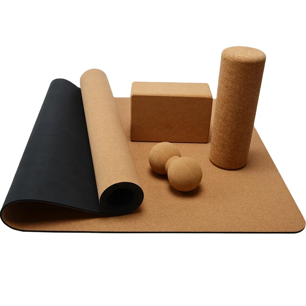 Wholesale Organic Joga Cork Rubber Mat,Custom 4mm 5mm Thick Yoga Met Eco Friendly Yoga-matte,Natural Rubber Yoga Mat Cork Set