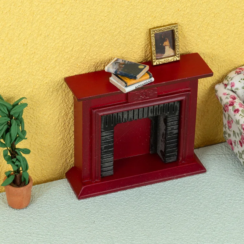 Wholesale Miniature Classical Dollhouse Wooden Furniture Mini 1:12 Scale miniature Retro fireplace dollhouse