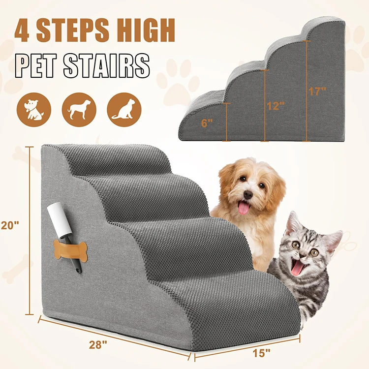 Dog House Stairs Pet 3 4 5 Steps Stairs for Small Dog Cat Pet Ramp Ladder Anti-slip Removable Dogs Bed Stairs