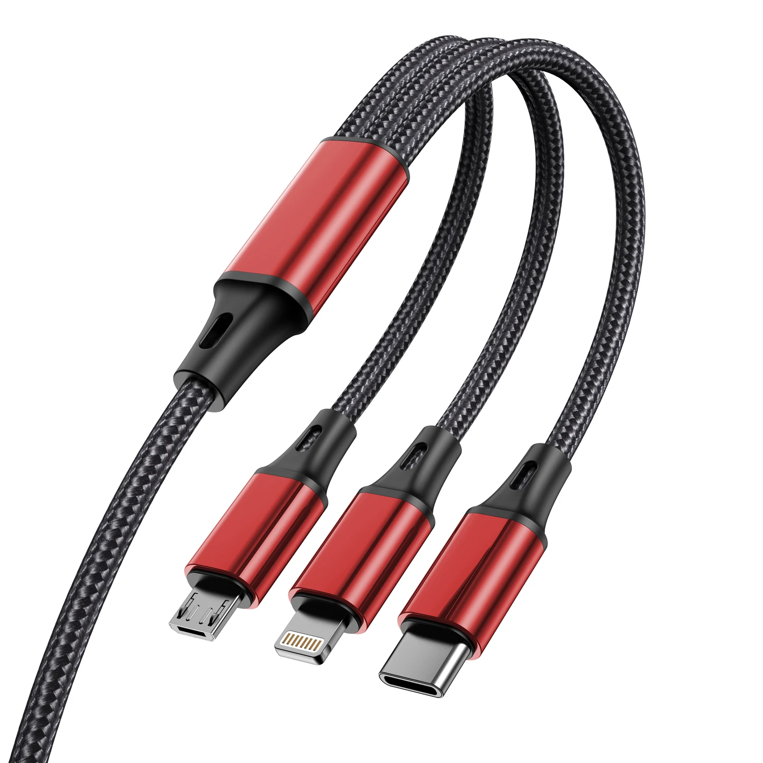 ASPOR AC-23 Factory Nylon Braided Micro USB Type C Lighting 3 4 in 1 3A Multi Phone Charger Fast Charging USB Data Cable