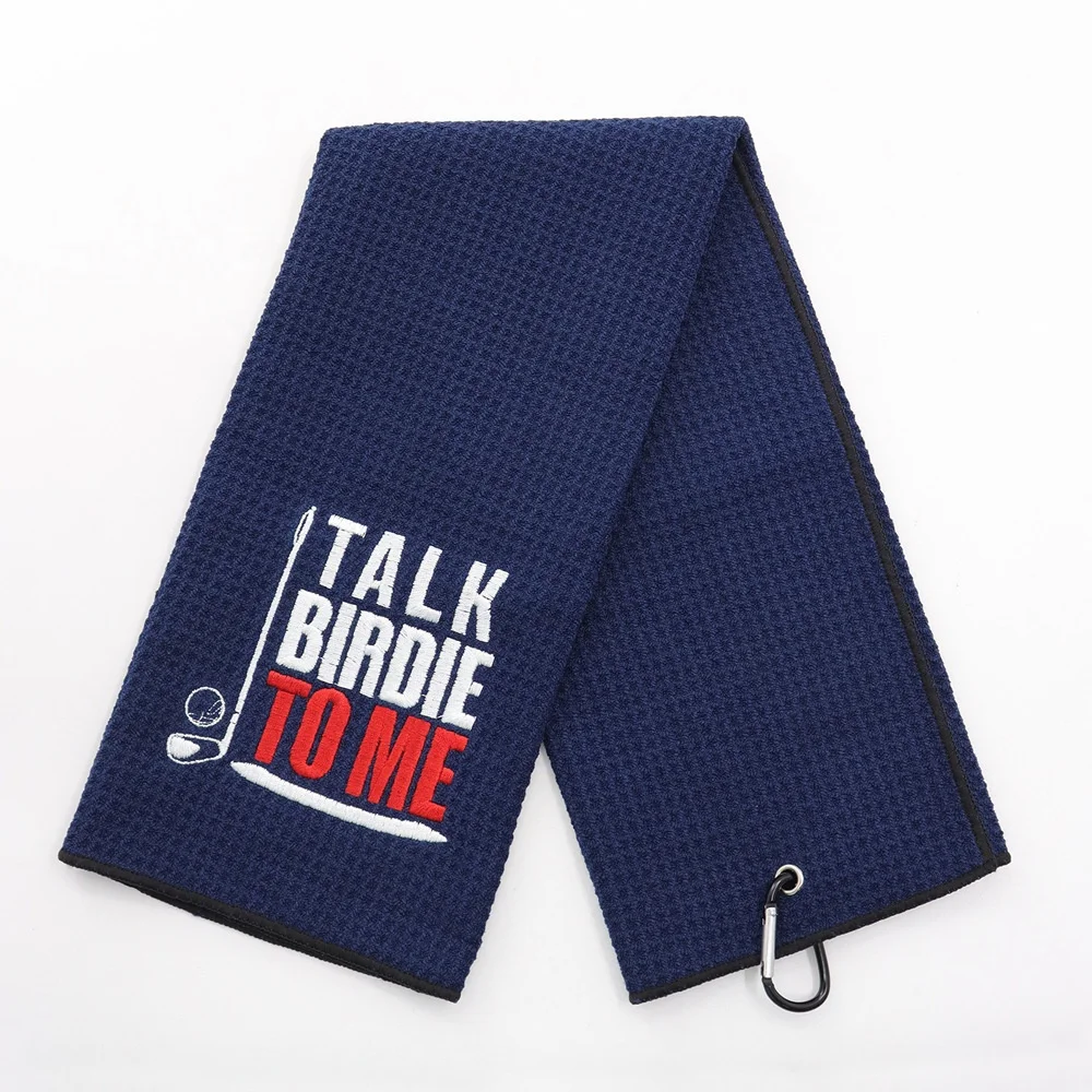 Custom navy blue embroidered logo  40 x 60cm Microfiber Waffle Polyester 16x24 inch Sublimation Blank Golf Towel