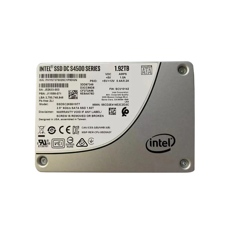 1.92TB S4500 SSD DC Series Hard Drive 2.5 inch SATA3 Solid State Drive SSDSC2KB019T7 Sold State Drive