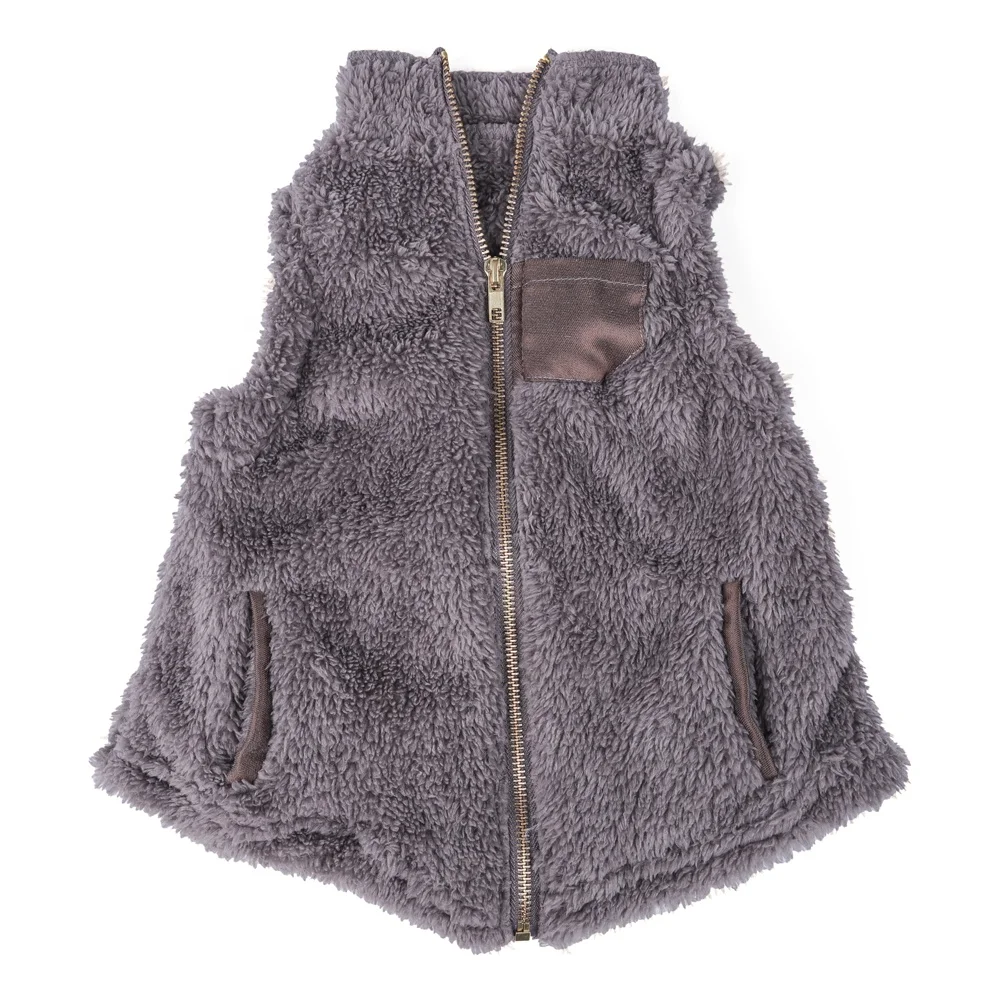 
Pretty fashion new style wholesale wool kids sleeveless v- neck coat sherpa vest 