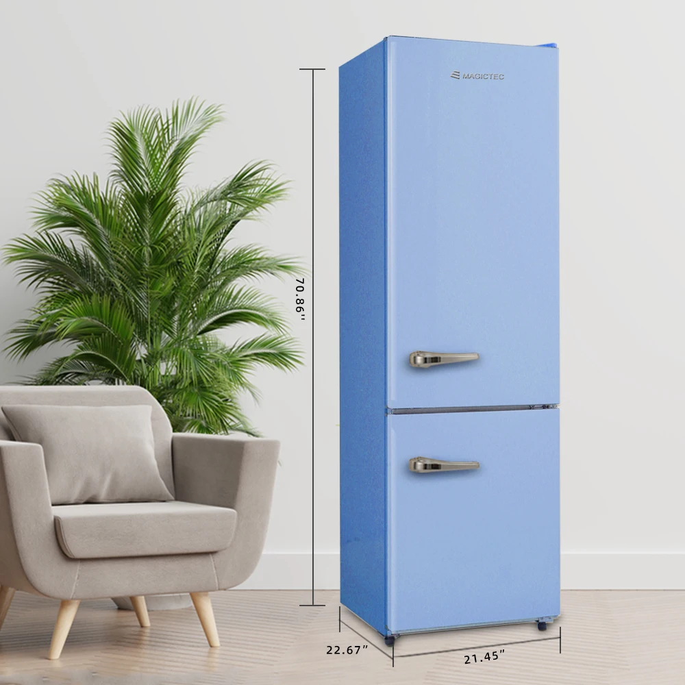 250WE-RE Colored Refrigerators Double Door Bottom Freezer Refrigerator Retro Fridge