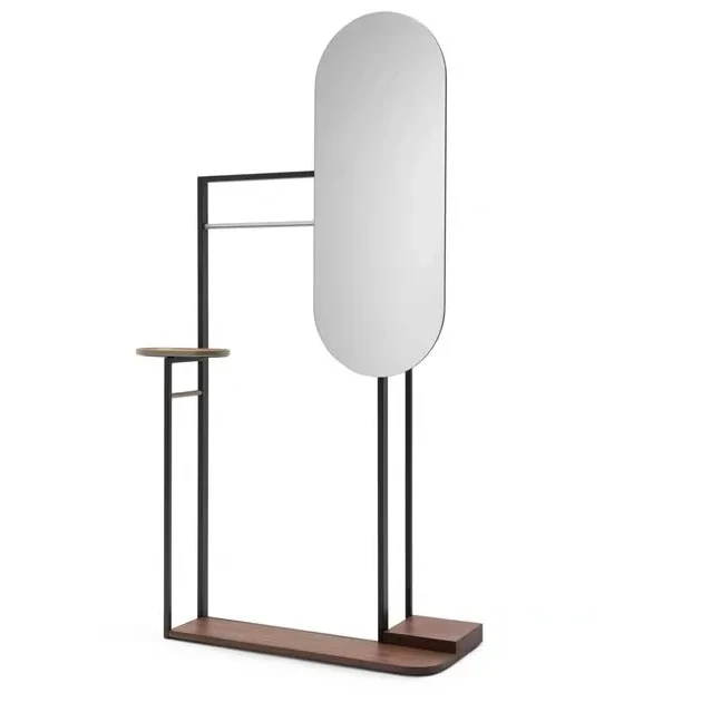 Garment  With Mirror Bedroom Dress Display Iron Rack Floor Type Shelf Clothes Hanger Clothes Rack Mirror Garment Rack Coat Hang