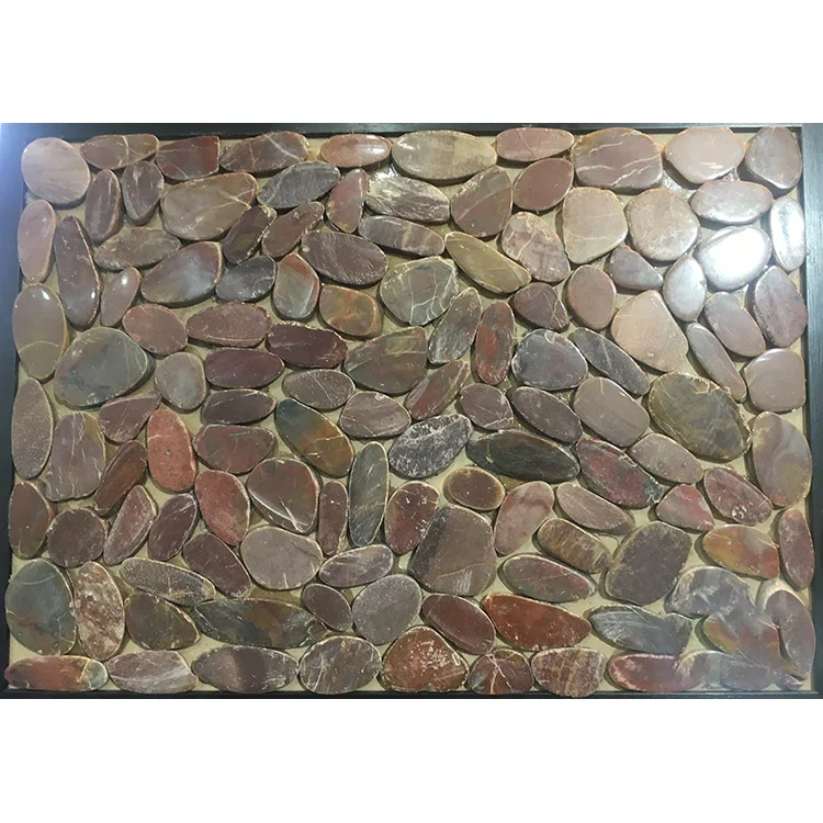 Natural landscaping garden outdoor floor decorative flat mosaic pebble stone tile