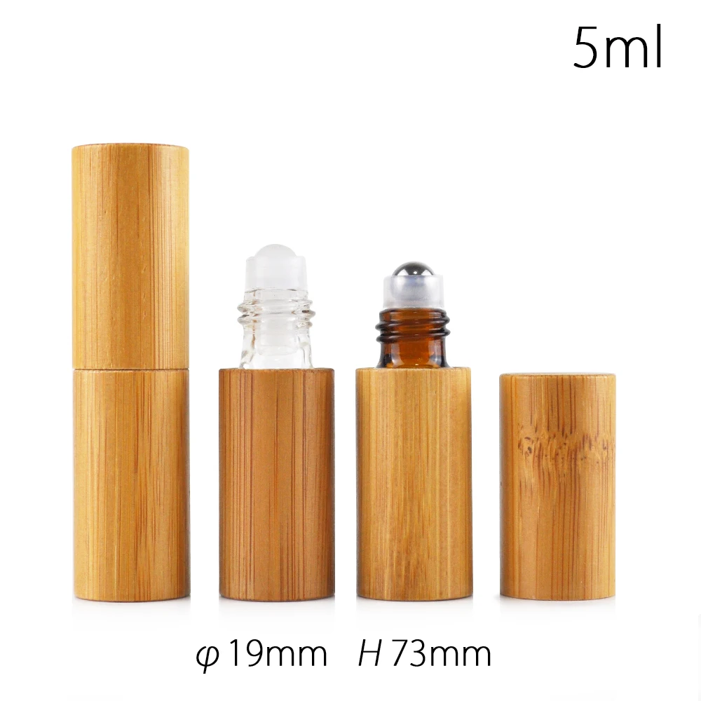 Экологичная деревянная бамбуковая бутылка-ролик с эфирным маслом и металлическим шариком с гравировкой, 5 мл, 10 мл, 15 мл