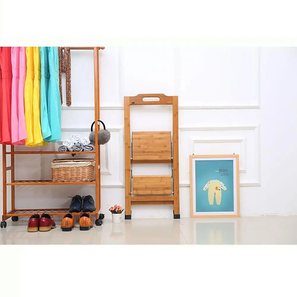 Bamboo Multifunction Ascend Small Ladder Stool Double Step Stool Bamboo Folding Ladder Stair Chair Household