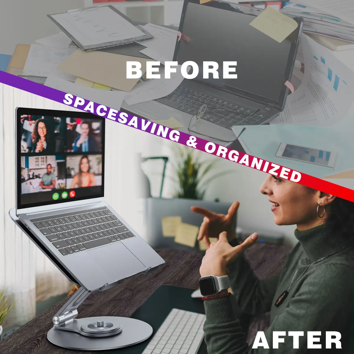 height adjustable laptop stand 360 rotation multi-functional portable notebook stand holder for macbook