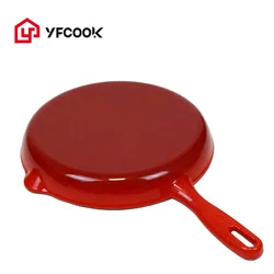 Wholesale 20/26CM Customized Enamel Cast Iron Skillet Non Stick Enamel Frying Pan for Home Kitchen Enamel Cookware