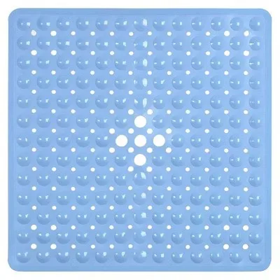 Square Anti Slip Shower Stall Mat for Bathroom Shower Floors with Secure Suction Cups and Drain Holes