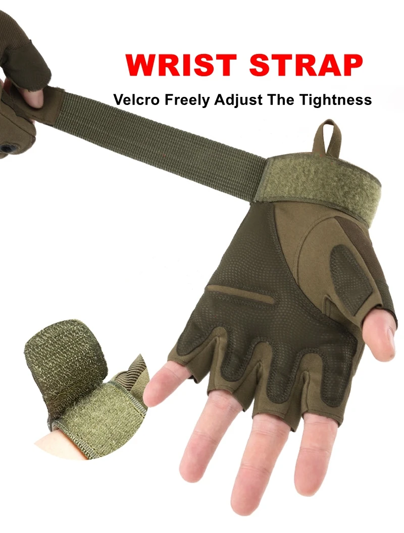 Custom Logo Non-slip Outdoor Half Finger Hiking Hunting Motorcycle Tactical Fingerless Hard Knuckle Gloves