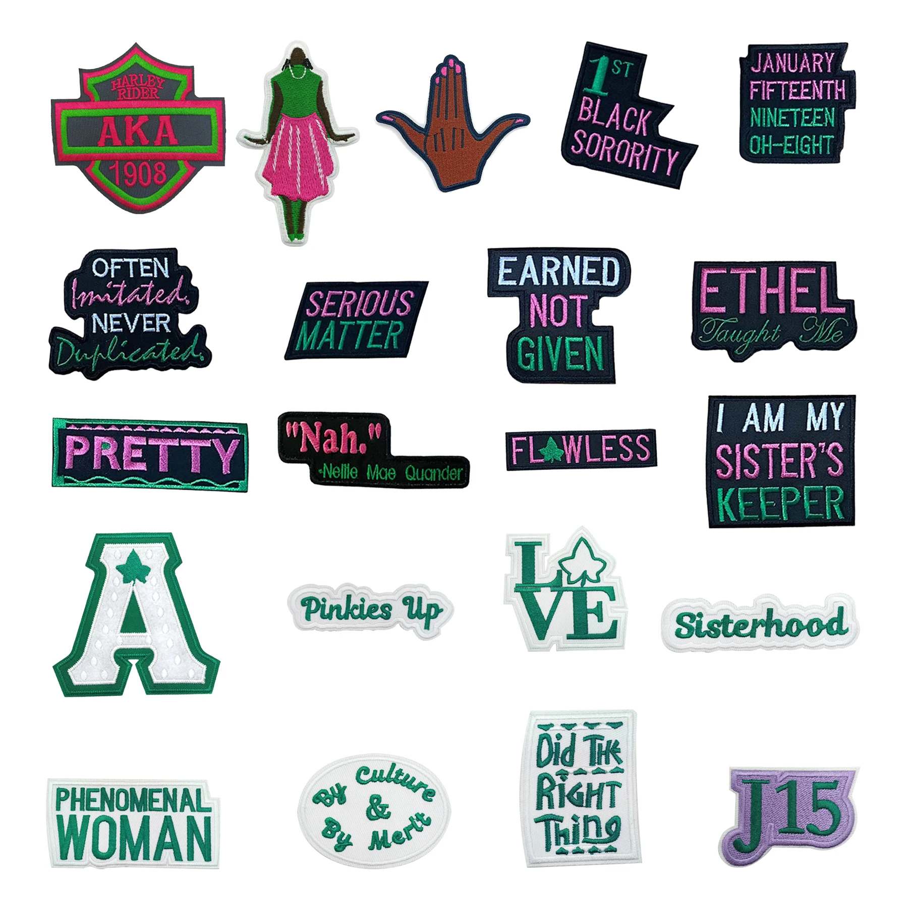 Alpha Kappa Sorority, Inc handmade embroidery iron on patch applique aka patch