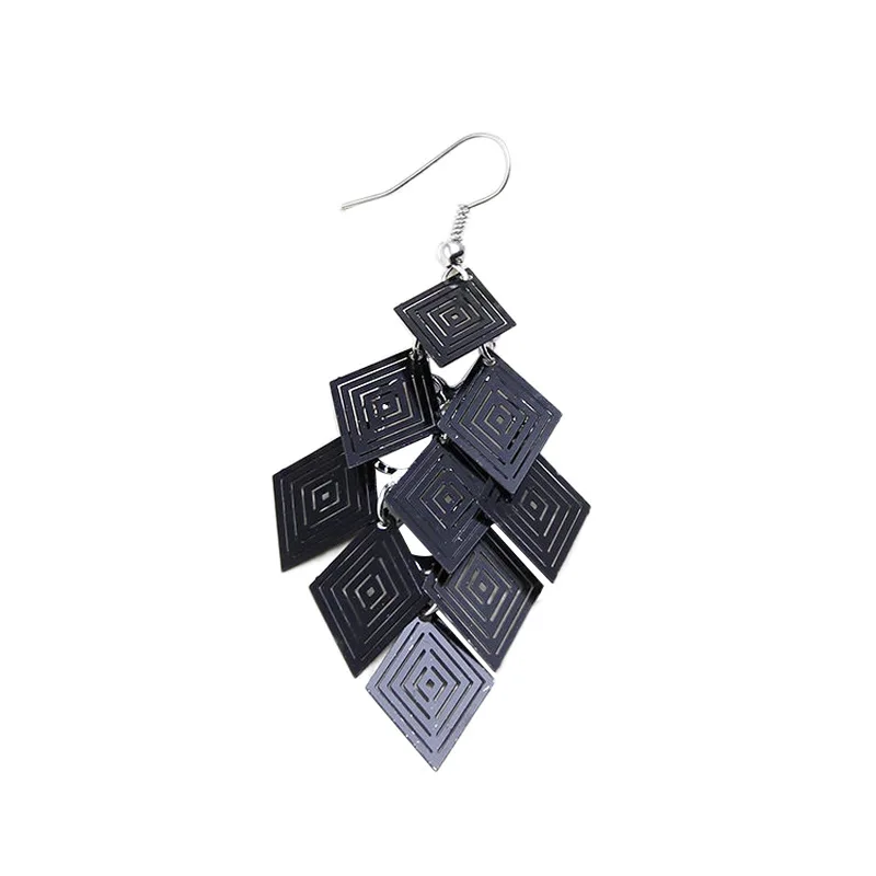 
Amazon Colorful diamond-shaped small nine-piece earrings long ear pendant earrings 