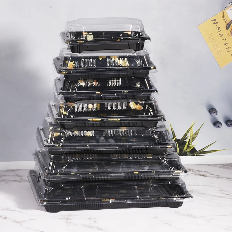 Transparent Disposable Plastic Sushi Food Packaging Box Trays And Lids