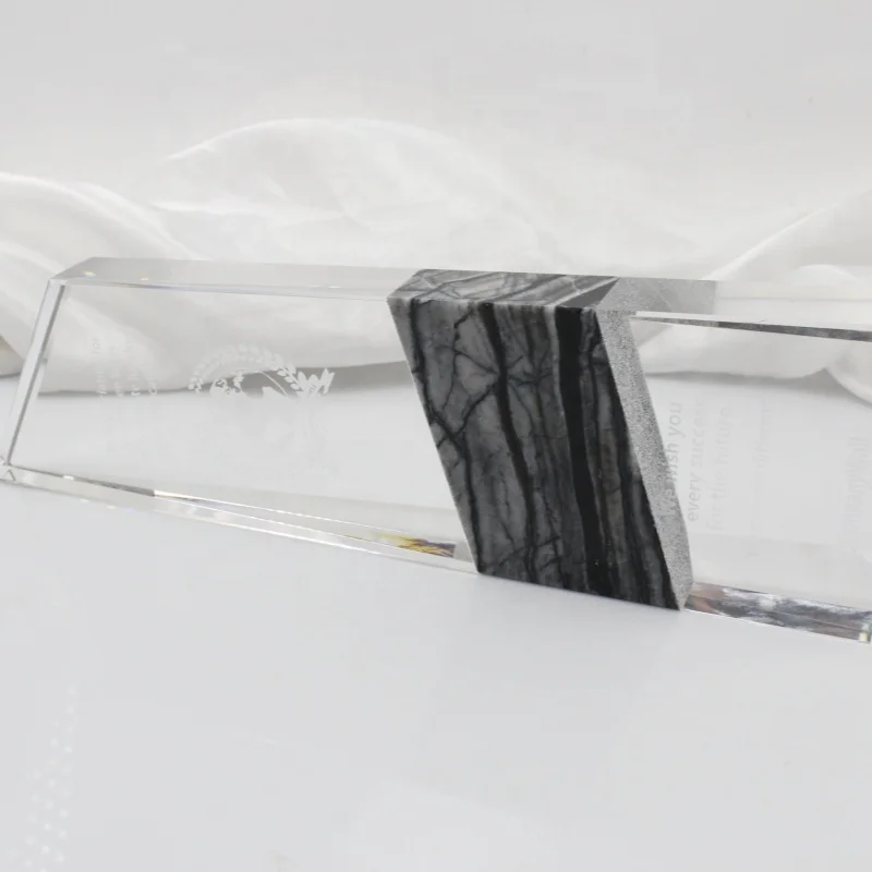 cheap Wholesale blank high quality crystal marble trophy Customized 3d craved logo Crystal trophy for souvenir