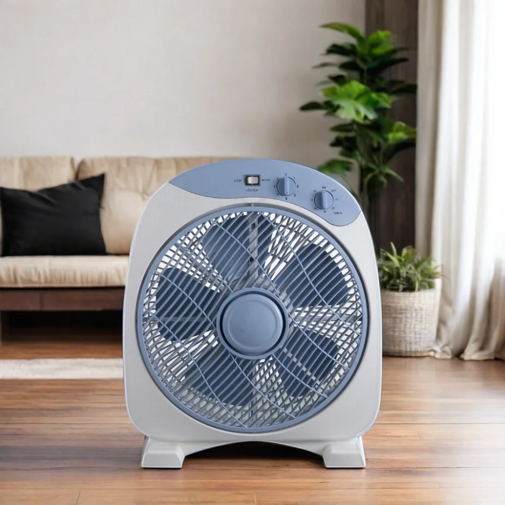 12 Inch 3 Speed 5 Blades 2-Hours Timer High Quality Air Circulating Electric Table Box Fan For Air Cooler