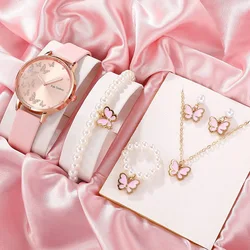 NW1410    Leather Hand Watch Set with Bracelet  rings  for Women