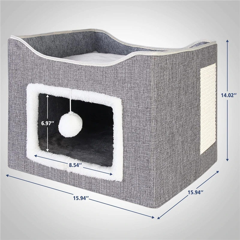 Cat Beds for Indoor Cats - Large House for Pet Cave Foldable Cat hideawy